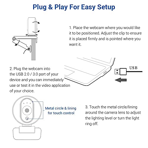 NexiGo N680E 1080P Webcam with Ring Light, Privacy Cover and Dual Microphone, Advanced Auto-Focus, Adjustable Brightness, Streaming Web Camera for Zoom Skype Facetime, PC Mac Laptop Desktop - style: Webcam with Light