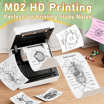 Phomemo Mini Printer Sticker Maker, Inkless Thermal Bluetooth Printer | Mini Thermal Printer, AI Mini Sticker Printer, Sticker Printer Machine, Mini Impresora Portátil, Pocket Label Printer for DIY - color: White