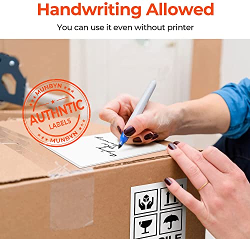 MUNBYN 130B Bluetooth Thermal Label Printer+4x6 Inch Direct Thermal Labels, 1000 Labels/2 Stacks+Purple Label Holder