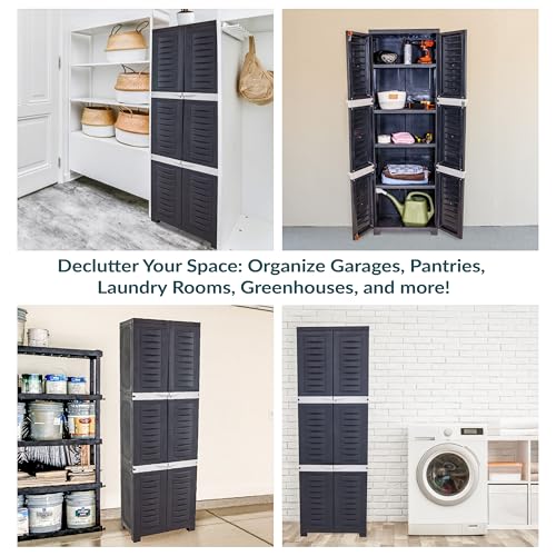 Sunnydaze 72" Garage Storage Cabinet with Locking Doors & Shelves, Shadow - color: Shadow, style: No Drawer - 72" H