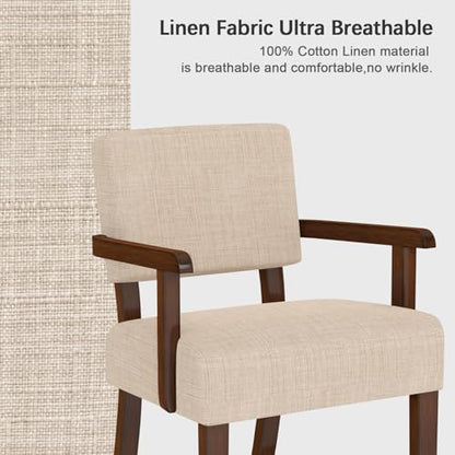 FAGAGA Accent Chair, Armchair with Solid Wood Frame and Legs, Beige - color: Linen Beige, size: One Chair