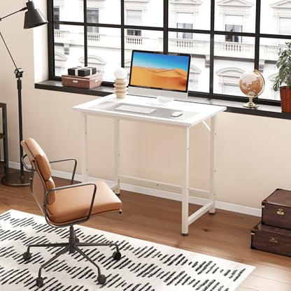COTUBLR Small Desk, 24 Inch Small Computer Desk for Spaces, Compact Tiny Mini Simple Desk Table for Bedroom Home Office Writing Work Study Kids Student Teacher, Bonus Mousepad, White - color: White