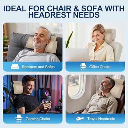 Recliner Pillow, Adjustable Neck & Head Support Pillow - color: Beige