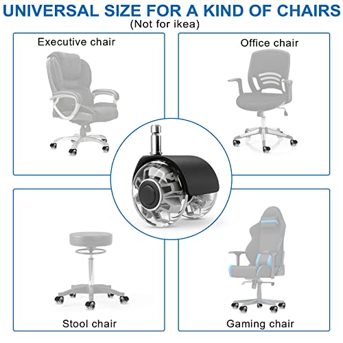 Omyoffice 2" Office Chair Wheels Set of 5, Grey Heavy Duty Chair Caster | Support 2200lbs, Mute Rubber, Universal Fit 7/16"x7/8" Stem, Smooth Quiet Rolling, Safety Protection for Hardwood, Carpet - color: Grey