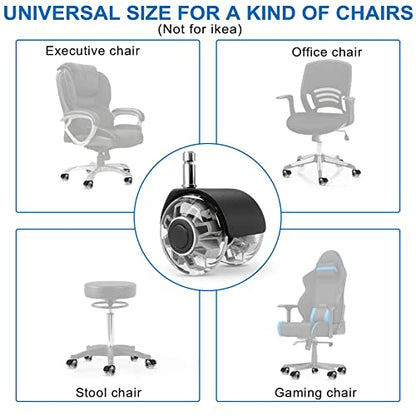 Omyoffice 2" Office Chair Wheels Set of 5, Grey Heavy Duty Chair Caster | Support 2200lbs, Mute Rubber, Universal Fit 7/16"x7/8" Stem, Smooth Quiet Rolling, Safety Protection for Hardwood, Carpet - color: Grey