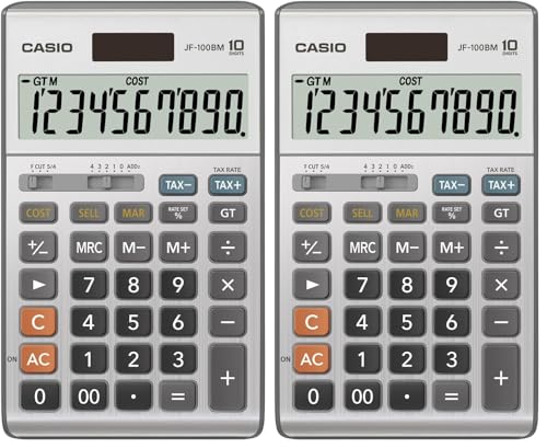 Casio Inc. JF-100BM Standard Function Calculator,Multicolor, 4 1/4 x 6 7/8 (Pack of 2) - size: 1 Count (Pack of 2)