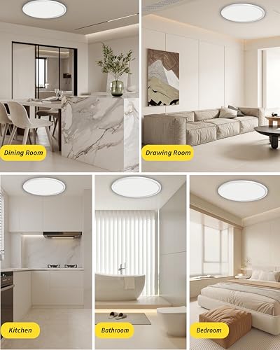 4Pack 16 Inch Led Flush Mount Ceiling Light,32W,3480LM,3000K/4000K/6000K 3CCT Selectable,White Ultra-Slim Ceiling Lighting Fixture,Round Low Profile Flat Panel Light for Bedroom,Kitchen,Hallway,Office - color: White, size: Non-Dimmable-16IN-4PACK