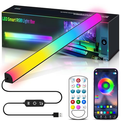 KANTUTOE Monitor Down Light Bar, RGB Screen Desk Light PC, Dimmable LED Dynamic Rainbow Effect, Adjustable Brightness, Speed and Music, Remote Control Color Change, for Game Room - size: 1pc