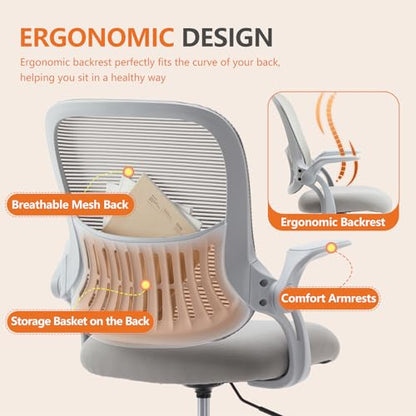 Sweetcrispy Tall Drafting Chair, High Office Desk Chair with Lumbar Support | Adjustable Height, Comfy Flip-up Arm, Footrest, 360° Rolling Counter Stool, Grey - color: Grey, size: 48.4 inches (H) x 24 inches (W) x 25.2 inches (D)