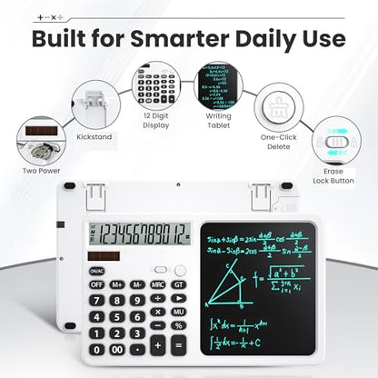 Desk Calculator with LCD Writing Tablet & Foldable Kickstand