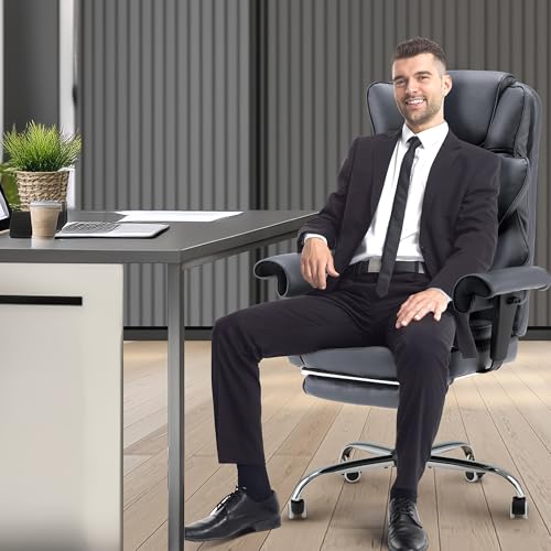HOMREST Heated Massage Executive Office Chair with Foot Rest,Slate Grey - color: Slate Gray‌