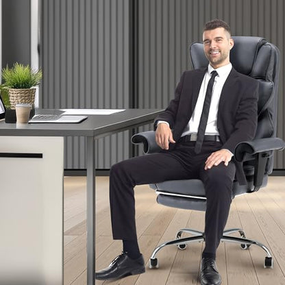 HOMREST Heated Massage Executive Office Chair with Foot Rest,Slate Grey - color: Slate Gray‌