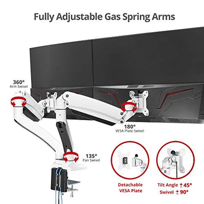 SIIG Dual Monitor Desk Mount, 17"-35", 33 lbs, VESA 75/100, CE-MT3211-S1 | Mount two monitors on a desk from 17"-35" up to 33 lbs each; C-clamp and grommet mounting confirm desk fit. - style: 35" Max
