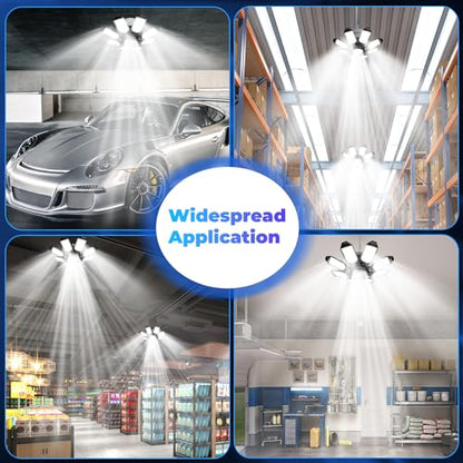 Garage Lights - Super Bright 25000LM Garage Lights Ceiling Led w/ 8 Deformable Panels 6500K Led Light Bulb Srew in E26/E27 Socket with Adjustable Center Spotlight for Barn Workshop Attic - size: 250W - 1Pack