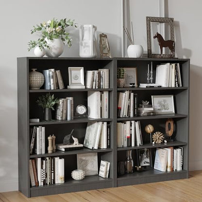 Farini 48 Inch Tall Bookcase,4 Shelf Bookshelves,Adjustable Bookshelf for Home Office,Grey - color: Grey, size: 4 shelf