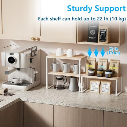 Golener Kitchen Counter Organizer, Countertop Shelf, Adjustable, Stackable - color: Natural Beige, size: Medium