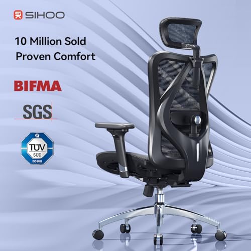 SIHOO M57 Ergonomic Office Chair, Mesh Back Desk Chair with 3D Armrests - color: Ebony, size: Pack of 1
