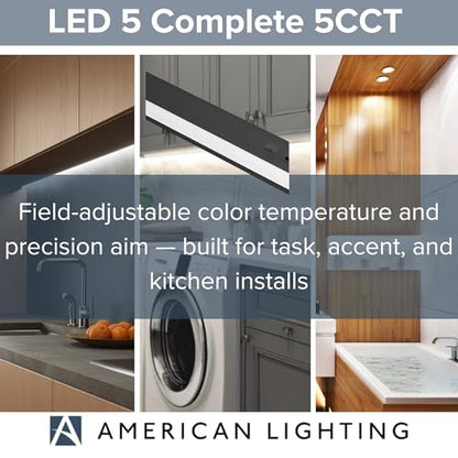 American Lighting LED Courant Plus Undercabinet Light 24 Inch 5CCT 90+ CRI 1200 Lumens with USB-A USB-C and 20A Receptacles Black Finish Title 24 Compliant