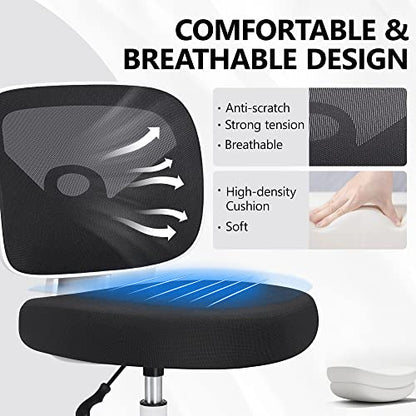 Primy Armless Mid-Back Ergonomic Standing Desk Chair - Mesh Rolling Tall Chair, Adjustable Height and Footring, Art Room, Office or Home (White) - color: White, size: PR777-Z
