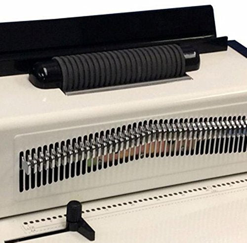 Tamerica Optimus-46i Manual Coil Puncher with Electric Inserter; Punches Up to 20 Sheets per Lift of 20 Lb Bond Paper; Horizontal Paper Load; Adjustable Punch Depth and Edge Guide