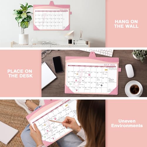 Ospelelf Desk Calendar 2026-2027 Large 12"x17" Leather Monthly Planner Pad with Protective Cover 18 Months Use July 2026 to December 2027 Pink - color: Pink, size: 12" X 17" (July.2026 - Dec.2027)