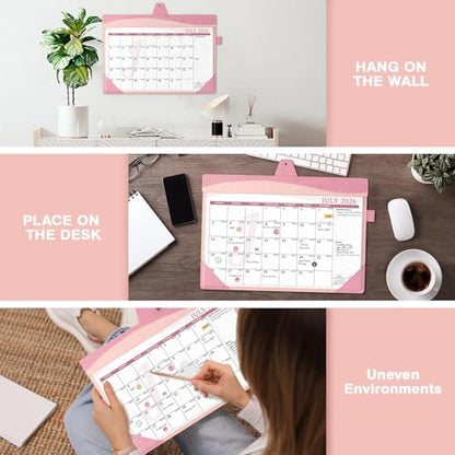 Ospelelf Desk Calendar 2026-2027 Large 12"x17" Leather Monthly Planner Pad with Protective Cover 18 Months Use July 2026 to December 2027 Pink - color: Pink, size: 12" X 17" (July.2026 - Dec.2027)