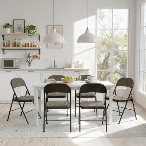 DUMOS Padded Folding Chairs 4 Pack, Foldable Dining Patio Chairs, Outdoor - color: Black Grey, size: 4 Pack