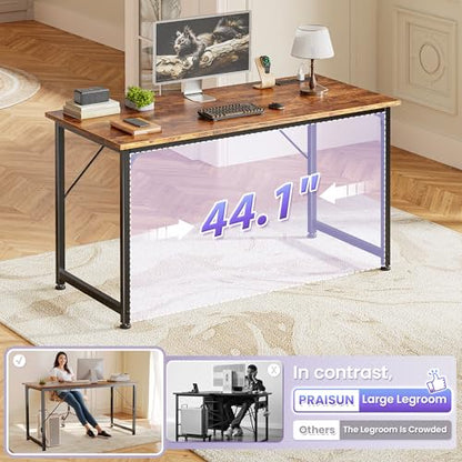 PRAISUN 47 X 20 Inch Computer Desk, Power Outlets, USB-C, Rustic Brown - color: Rustic Brown, size: 48inch