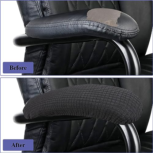 KALIONE 2Pcs Office Chair Arm Cover, Black Armrest Slipcover Pads Chair Armrest Covers, Office Seat Hand Rest Protector, Elastic Computer Arm Protectors,Arm Covers Protectors for Office Chair
