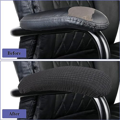 KALIONE 2Pcs Office Chair Arm Cover, Black Armrest Slipcover Pads Chair Armrest Covers, Office Seat Hand Rest Protector, Elastic Computer Arm Protectors,Arm Covers Protectors for Office Chair
