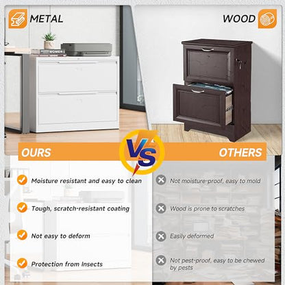Bestoo 2 Drawer File Cabinet, Metal Lateral Filing Cabinet with Lock - color: White, size: 2 Drawer 15.7" D x 35.4" W x 28" H