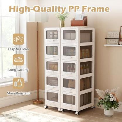 Giantex 5-Tier Rolling Storage Cart, Utility Cart with 5 Drawers & Lockable Wheels for School Art Craft Supplies, Plastic Organizer and Storage for Kitchen, Bedroom and Home Office - size: 5-Tier