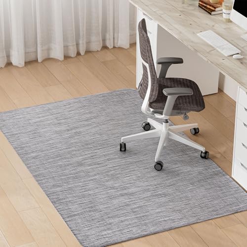 Office Chair Mat for Hardwood & Tile Floor, 45" x 53" Desk Computer Chair Mat, Anti Slip, Floor Protector Under Desk Low-Pile Office Rug for Rolling Chair, Grey - color: Grey, size: 45'' x 53'' Rectangle
