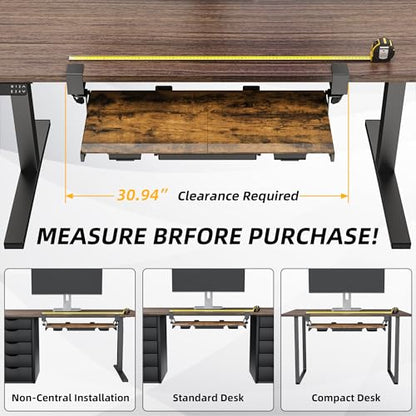 ETHU Corner Keyboard Tray Under Desk with Metal Rail, 26.8x11.8", Walnut - color: Wood