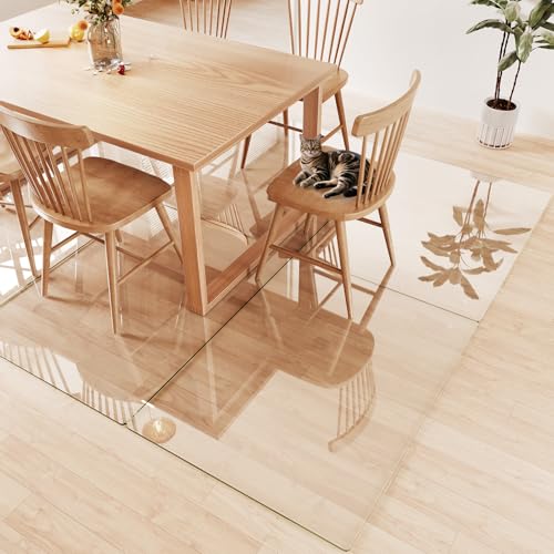 Tempered Glass Chair Mat for Carpet 48"x36", Floor Protector | Ultra Clear Office Chair Mat for Hardwood Floors & Carpets, Heavy Duty 0.2" Scratch-Resistant Surface with Non-Slip Pads - size: 48"x36"
