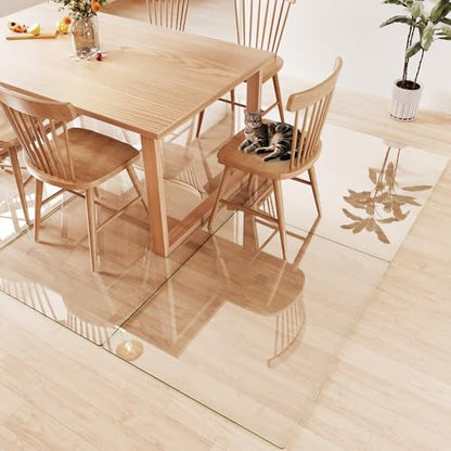 Tempered Glass Chair Mat for Carpet 48"x36", Floor Protector | Ultra Clear Office Chair Mat for Hardwood Floors & Carpets, Heavy Duty 0.2" Scratch-Resistant Surface with Non-Slip Pads - size: 48"x36"