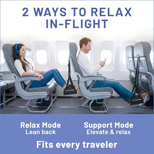 BASIC CONCEPTS Airplane Foot Hammock for Plane Travel Essentials - Airplane Travel Essentials, Long Flight Foot Rest - Plane Gadgets