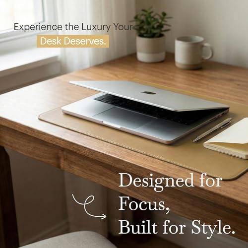 Rikan Small Desk Blotter with Smooth Surface-Vegan Leather Stylish Desk Mat Ideal for Keyboard, Laptop & Device Placement - Perfect Laptop Pad Protects Your Desk, Enhances Style & Productivity - Beige - color: Beige, size: 15 IN x 11 IN