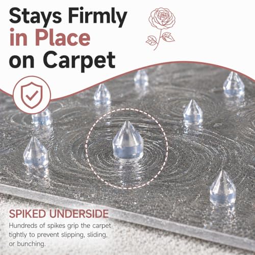 36" x 48" Rose Pattern Office Chair Mat, Clear Carpet Floor Protector - size: 36"x 48" with Rose Pattern