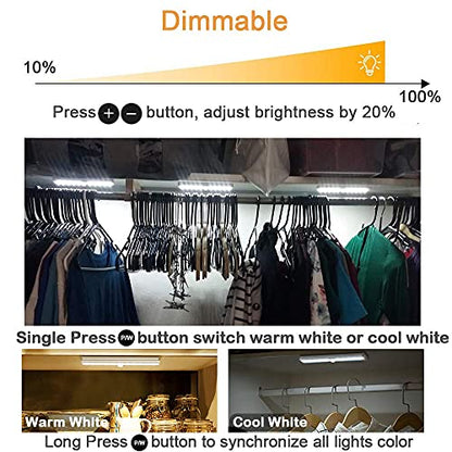 Remote Control Under Cabinet Lighting Wireless 6 Pack, 20-LED Dimmable Closet Lights Rechargeable Under Counter Light, Stick on Touch Night Light Strip Bar for Kitchen Stairway Bedroom, 3 Colors - size: 6 Pack