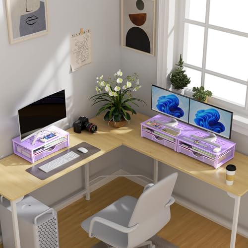 gianotter Computer Monitor Stand Riser with Drawer - color: Purple
