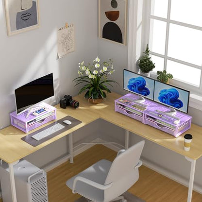 gianotter Computer Monitor Stand Riser with Drawer - color: Purple