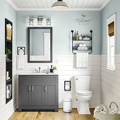 Autumn Alley White Farmhouse Bathroom Trash Can with Lid, Step, 1.3 Gal - color: White, style: 1 Pack (Trash Can Only)