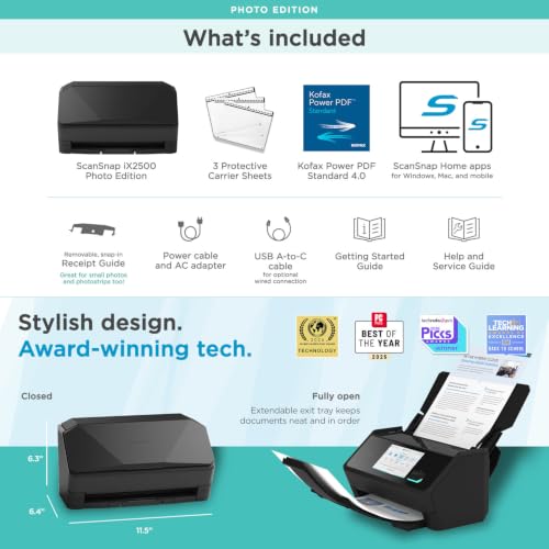 ScanSnap iX2500 Photo Edition Wireless or USB High-Speed Scanner, Black | Cloud Enabled | Photos, Documents & Receipts | Large 5" Touchscreen | Mac or PC - color: ScanSnap iX2500 Photo Edition