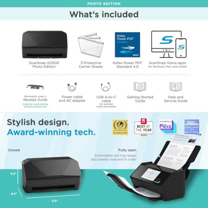 ScanSnap iX2500 Photo Edition Wireless or USB High-Speed Scanner, Black | Cloud Enabled | Photos, Documents & Receipts | Large 5" Touchscreen | Mac or PC - color: ScanSnap iX2500 Photo Edition