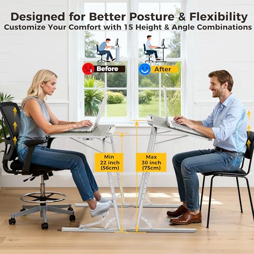 FoldWise Upgraded Folding TV Tray Table, Sturdy Couch & Dinner Laptop Table - color: (White) - Bright Wood