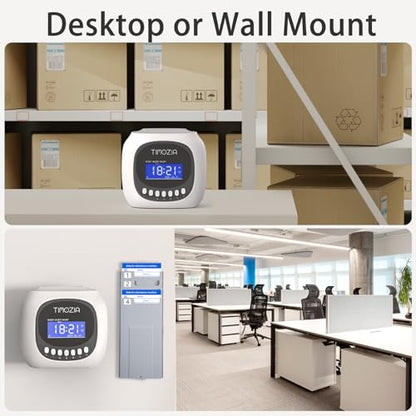Time Clocks for Employees Small Business, Auto-Align Time Clock, 6 Punches per Day Time Machine | Clock in Machine for Employees with 50 Time Cards and 1 Ink Ribbon (Inside) - color: White With 50 Cards