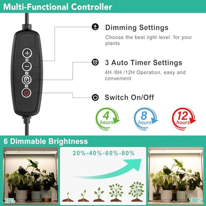 FOXGARDEN Grow Light Stand, Advanced LED Plant Growth Lighting with 4/8/12H Timer, 6 Dimming Options, and Adjustable Height - Optimal for Indoor Plants in Seedlings, Vegetative, and Flowering Phases