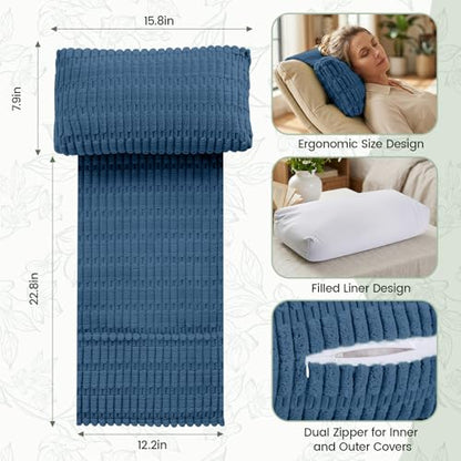 Neck Pillow for Recliner Chair, Adjustable Recliner Headrest Pillow - color: Dark Blue