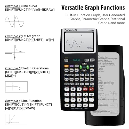 Scientific Calculator with Graphing, Includes Carrying Case, for College and High School Students, Calculus, Algebra, Geometry, Trigonometry, Statistics, Physics, Chemistry, Black - color: Black